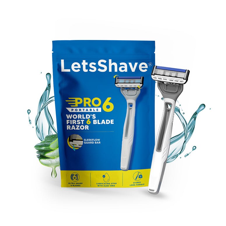 LetsShave Pro 6 Portable Razor – World’s First 6-Blade Disposable Razor (Single Pack)
