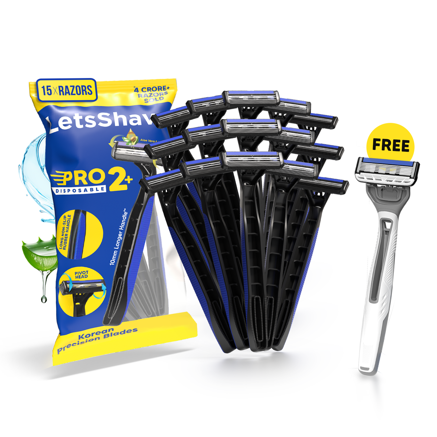 Pro 2+ Disposable Razors Pack of 15 + Free Pro 6 Portable Razor
