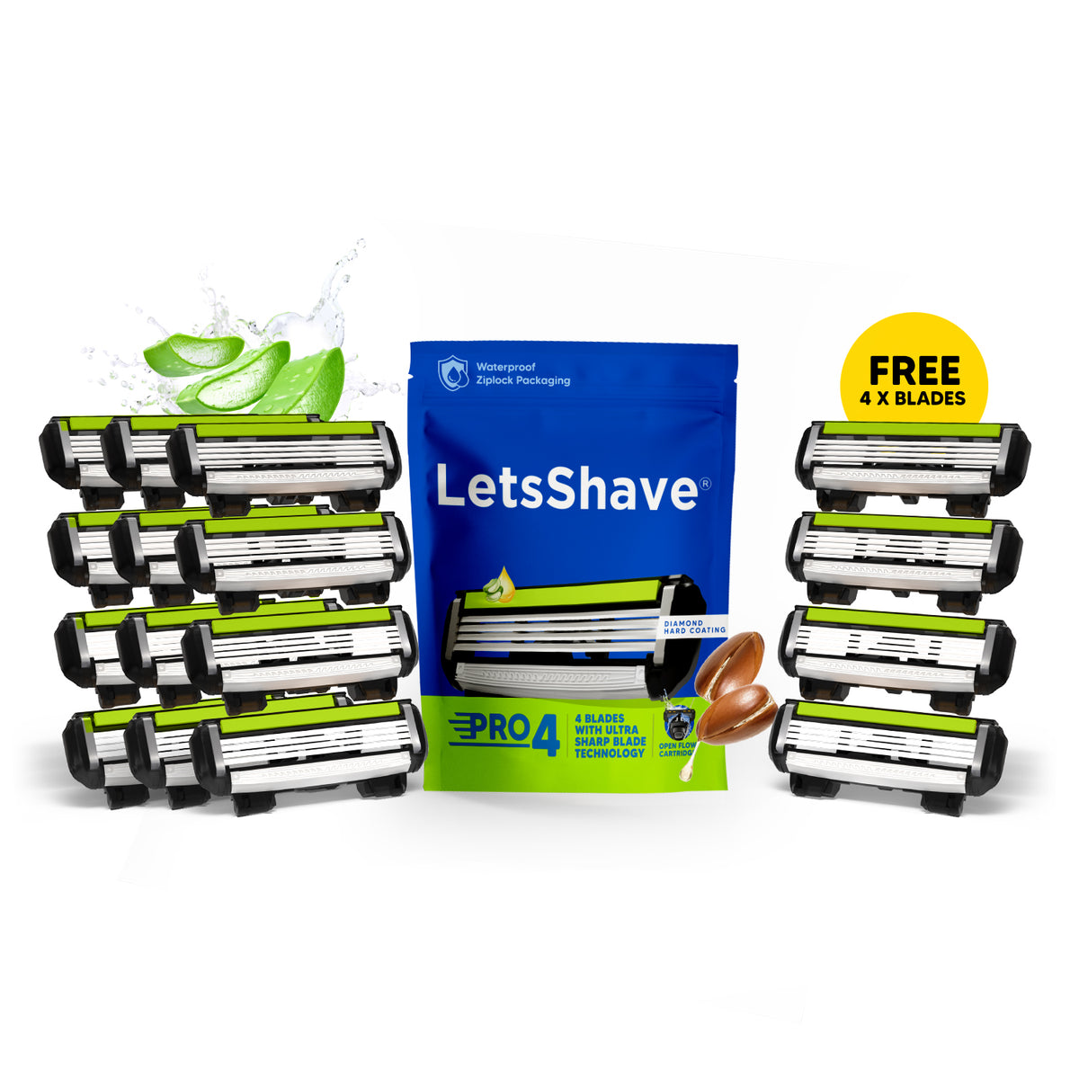 Pro 4 Razor Blade Refills for Men | Buy 10 + Get 2 FREE | 12 Blade Cartridges in Total