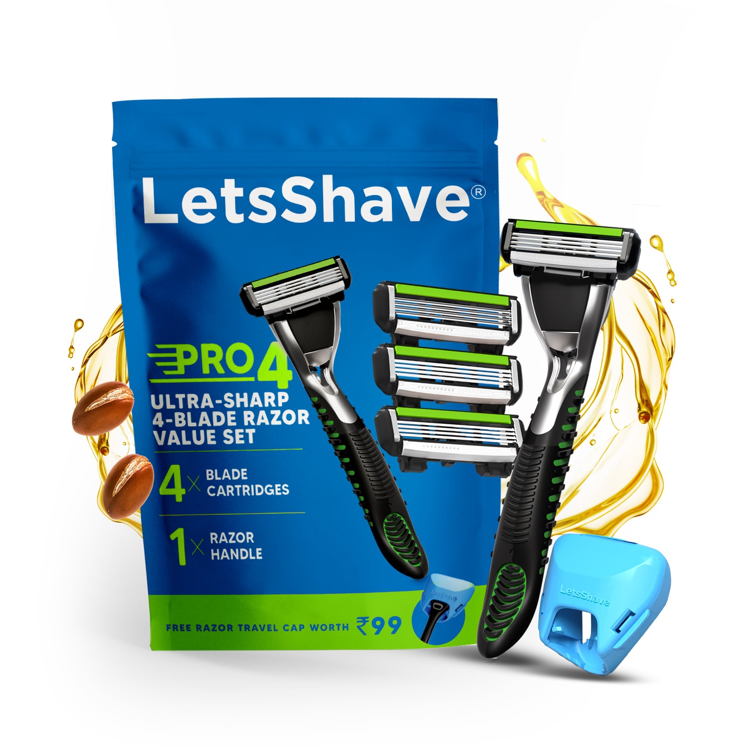 Pro 4 Razor Set – Ultra-Sharp 4-Blade Shaving System