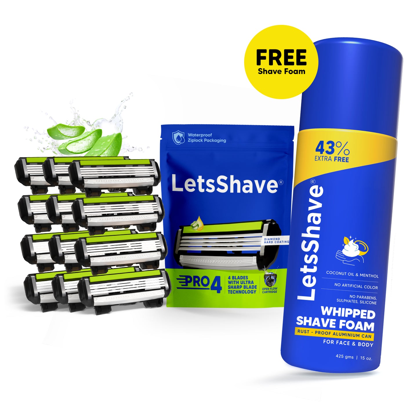 Pro 4 Blade Refills (Pack of 12) + FREE Whipped Shave Foam