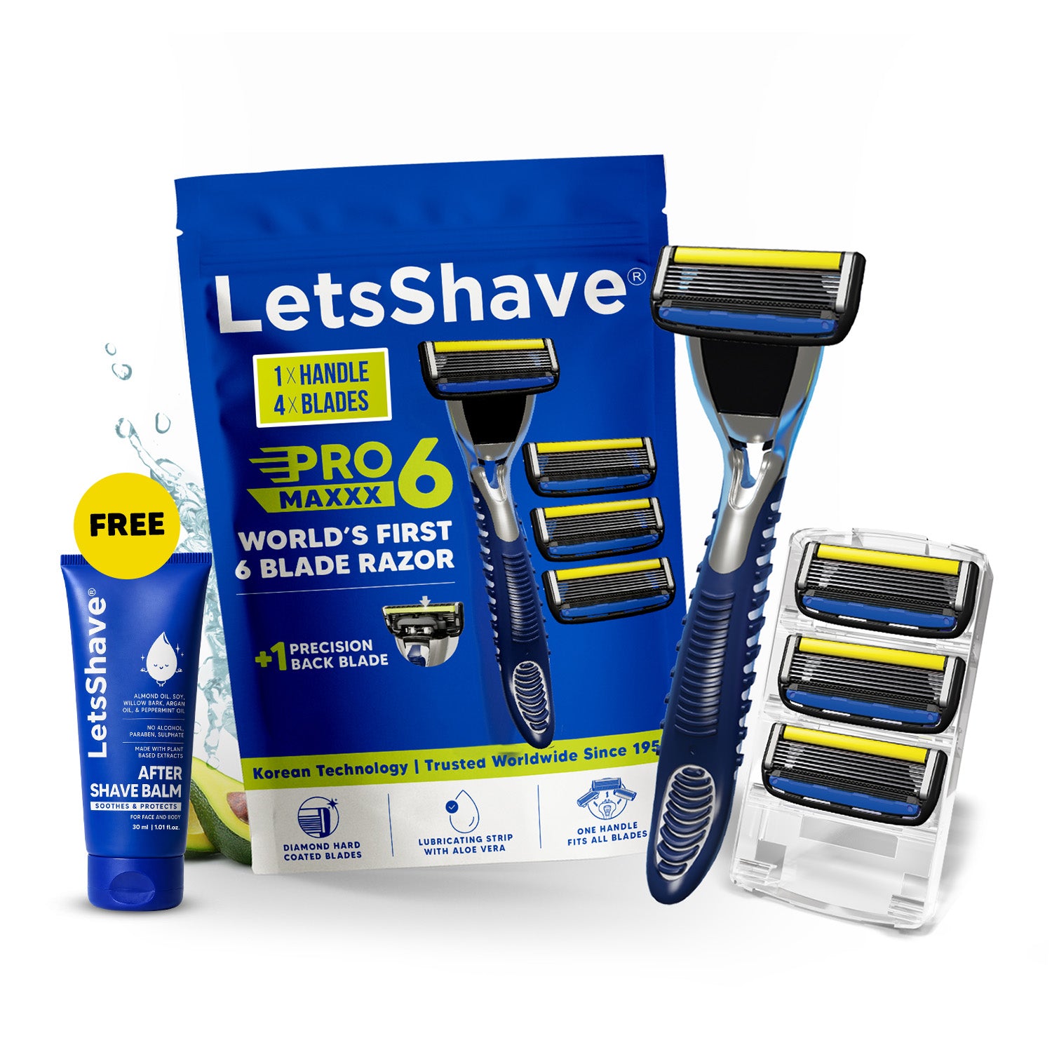 Pro 6 Maxxx Razor Set for Men With Back Blade | World's First 6 Blades Razor