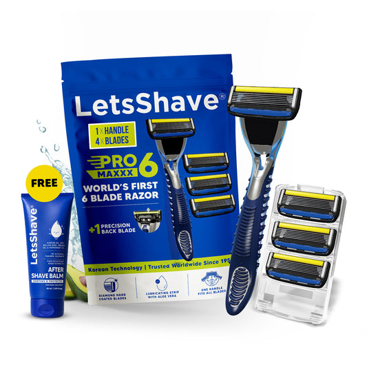 Pro 6 Maxxx Razor Value Set for Men With Back Blade | World's First 6 Blades Razor