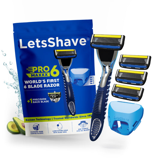 Pro 6 Maxxx Razor Value Set for Men With Back Blade | World's First 6 Blades Razor