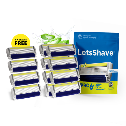 Pro 6 Plus | World's First 6-Blade Cartridges With Back Precision Trimmer | Pack Of 8 ( Get 4 Extra Free)