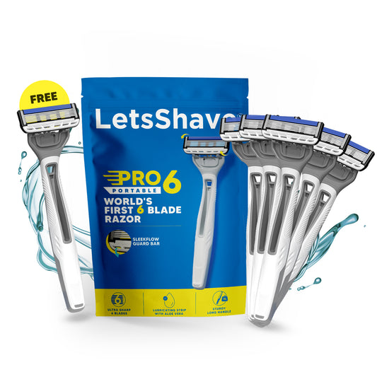 Pro 6 Portable | Pack of 5+1 Free | World's First 6 Blade Disposable Razor