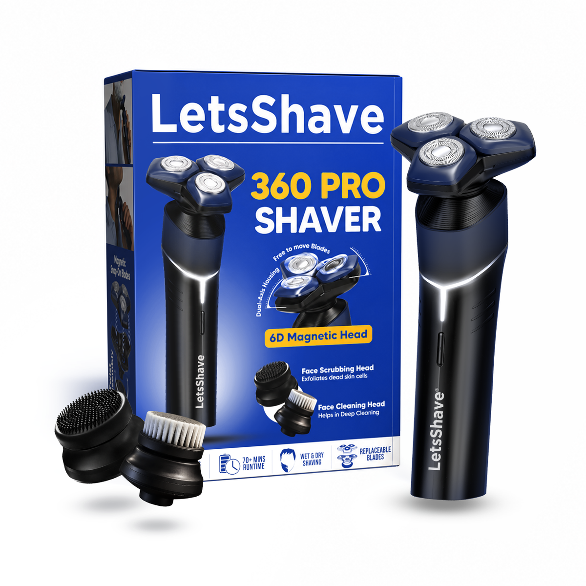 360 Pro Shaver | 6D Magnetic Head Electric Shaver for Men | Wet & Dry Grooming