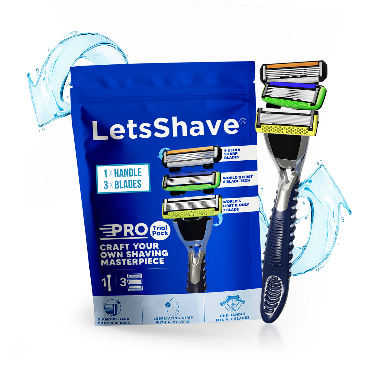 Pro Trial Pack for Men – 1 Handle + 3 Blades + Razor Cap